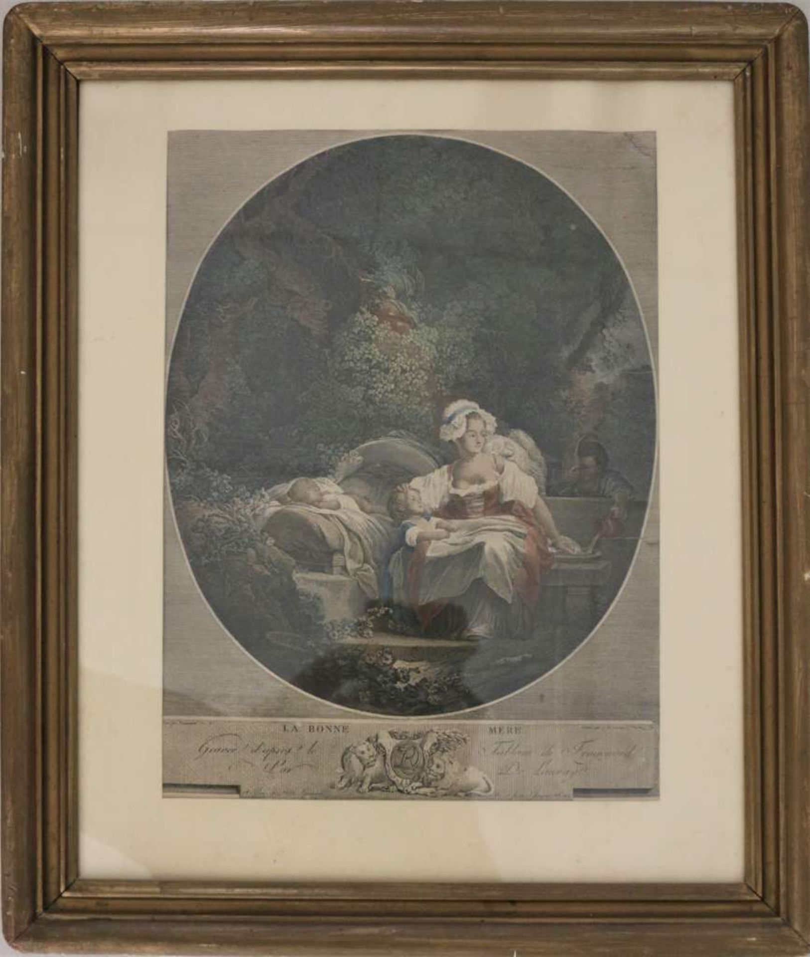 Nicolas DE LAUNAY (1739-1792), Farbradierung, "La bonne mere" nach Fragonard. Druckmaße: ca. 44 x - Bild 2 aus 5