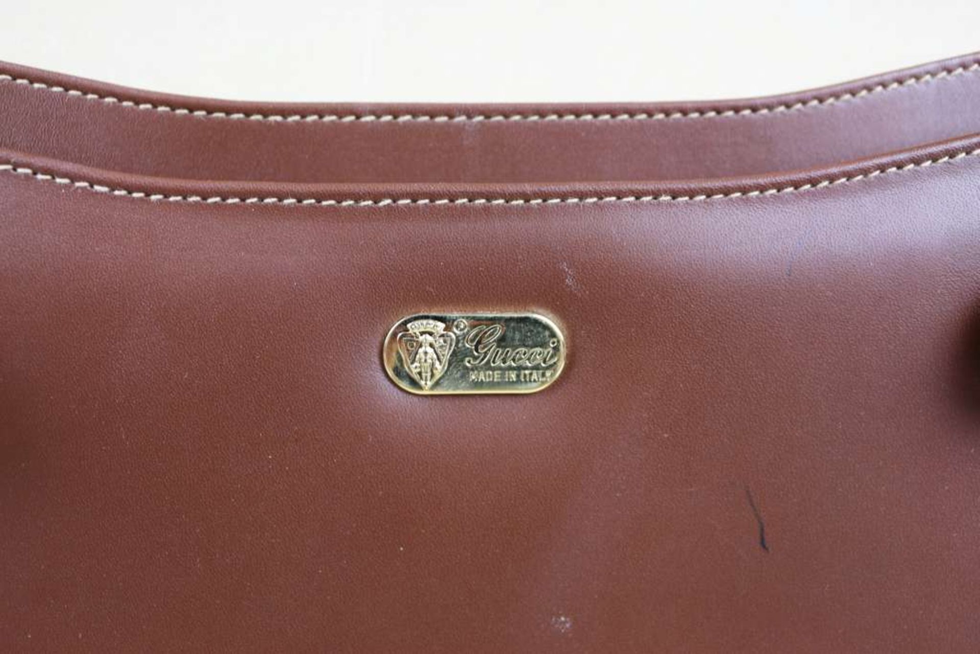 Gucci, Vintage Aktenkoffer, cognacfarbenes Leder, Ober- und Unterseite aus schwarzem, - Bild 5 aus 5