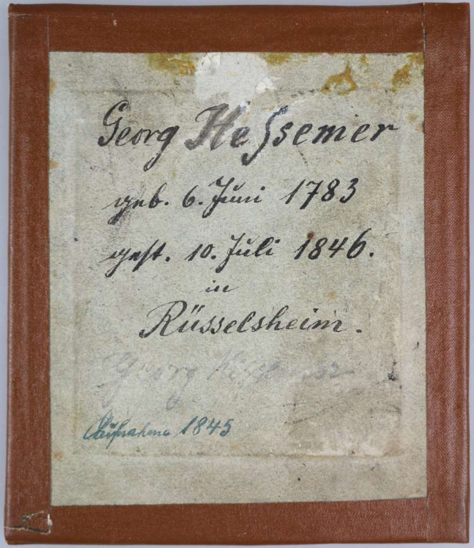 Daguerreotypie des George Philipp Hessemer (1783-1846), um 1845, verso handschriftlicher Vermerk " - Bild 3 aus 3