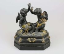 Figürliches Tintenzeug, Bronzeguss, partiell mit Goldbronze gehöht, Ende 19. Jh., wohl Italien,