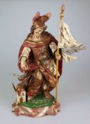 Heiliger Florian, Holz, geschnitzt, alpenländisch, 19. Jh., Rückseite geflacht, Farbfassung.