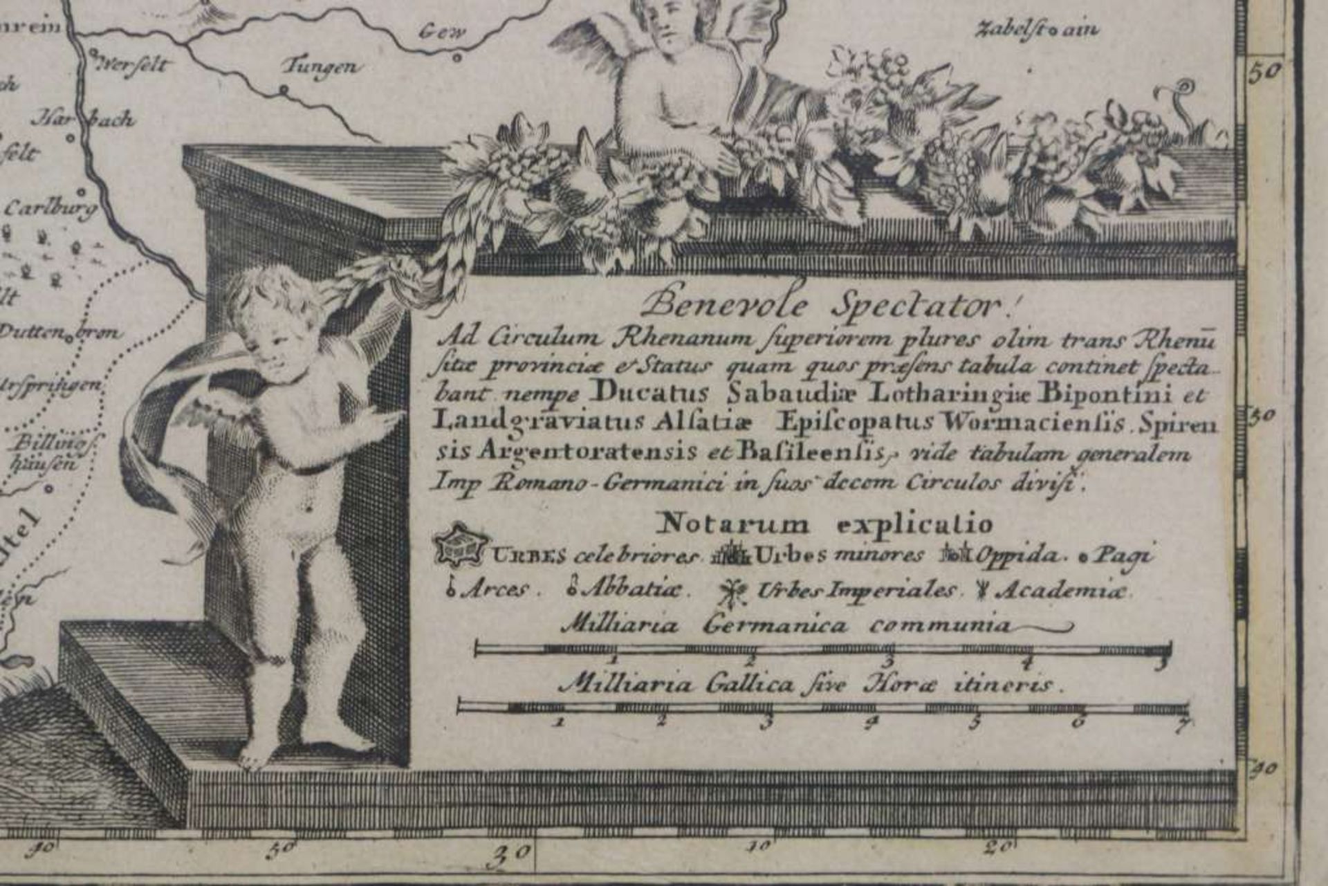 Johann Baptist Homann (1664 - 1724), Landkarte von Hessen und des Mittelrheingebietes, "S.R.I. - Bild 3 aus 3