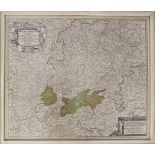 Johann Baptist Homann (1664 - 1724), Landkarte von Hessen und des Mittelrheingebietes, "S.R.I.