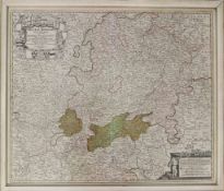 Johann Baptist Homann (1664 - 1724), Landkarte von Hessen und des Mittelrheingebietes, 