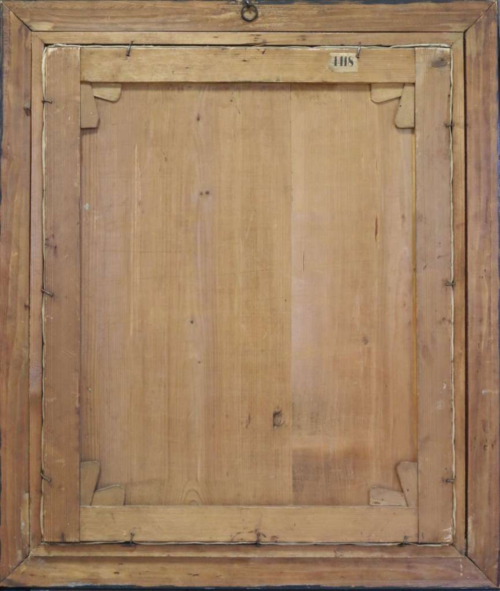 Maler des 19. Jahrhunderts, feines Biedermeierporträt, Öl auf Leinwand, mit Holztafel hinterlegt, - Bild 4 aus 4