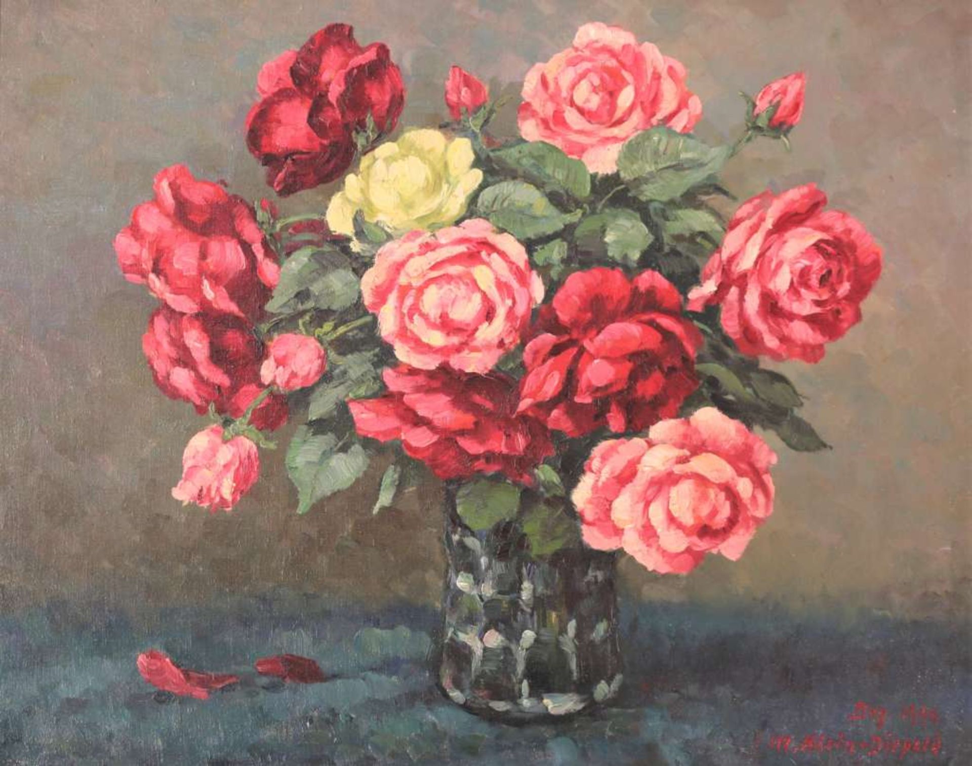 Maximilian KLEIN VON DIEPOLD (1873-1949), Stillleben mit in voller Blüte stehenden Rosen, Öl auf
