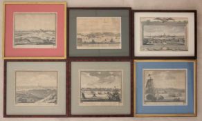 Sechs Kupferstiche: FRANCOFURTUM, urbs mercatura nobilis (.), Amstelodamum Hollandiae Metropolis,