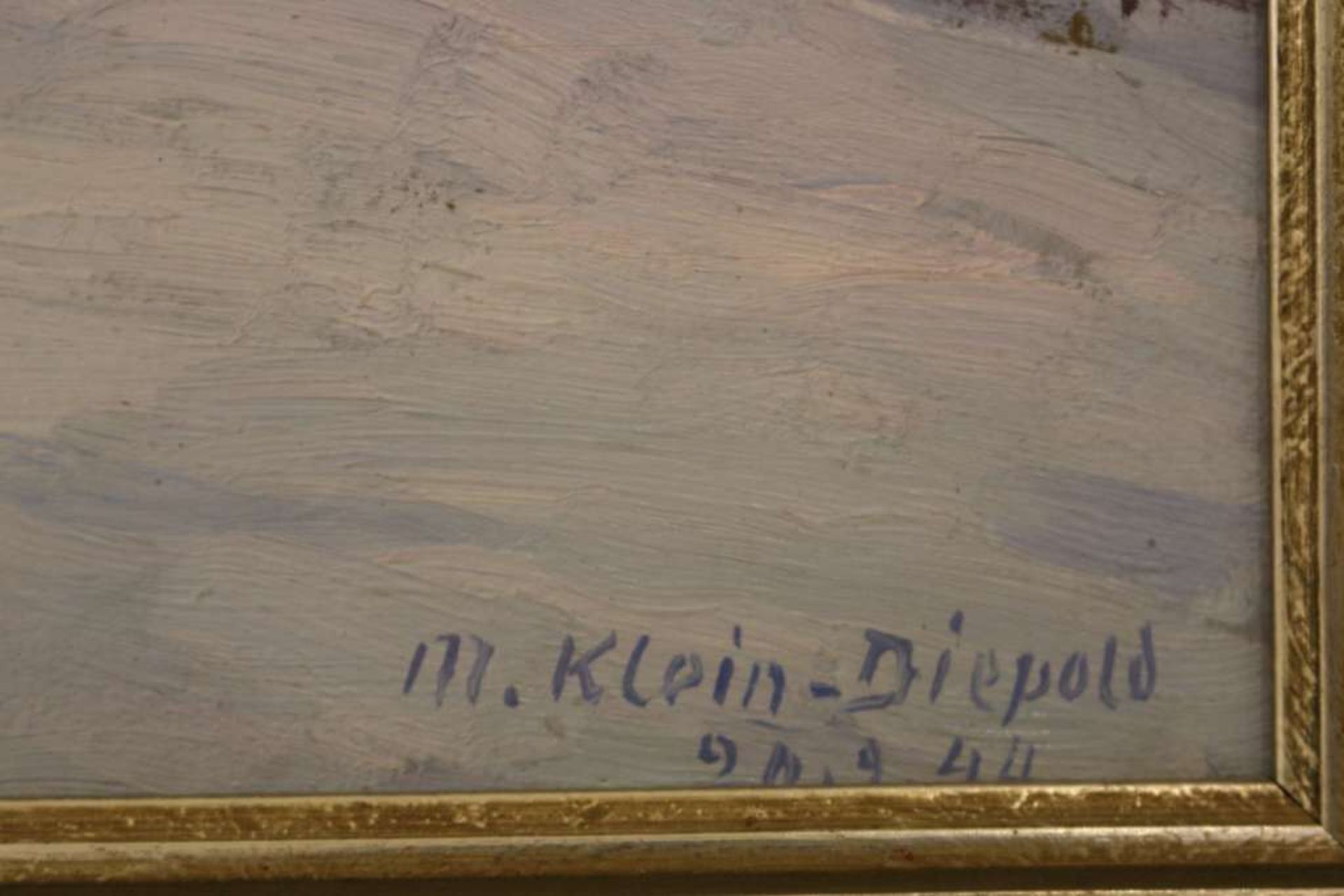 Maximilian KLEIN VON DIEPOLD (1873-1949), Winter 44 in Dornburg, Öl auf Holzplatte, u.re . sign. und - Bild 3 aus 3