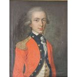 Engl. Maler des 18. Jh.- Porträt eines jungen engl. Offiziers, Öl auf Leinwand, feines Brustportrait