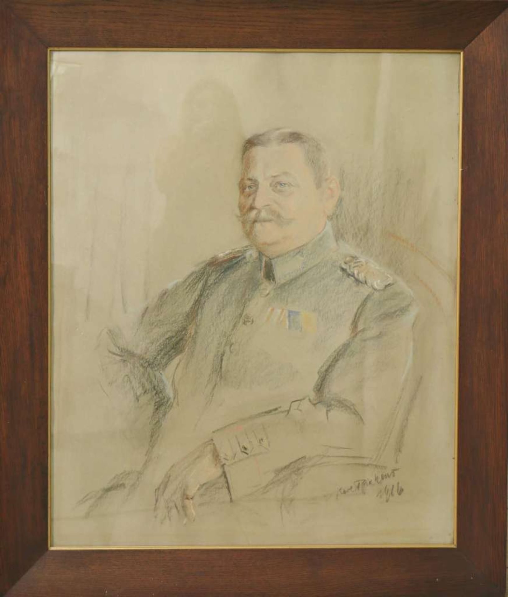 Karl RIXKENS (1881-1938) Düsseldorfer Malerschule, Portrait des Major Stürmer, Infanterieregiment - Bild 2 aus 4