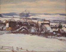 Maximilian KLEIN VON DIEPOLD (1873-1949), Winter 44 in Dornburg, Öl auf Holzplatte, u.re . sign. und