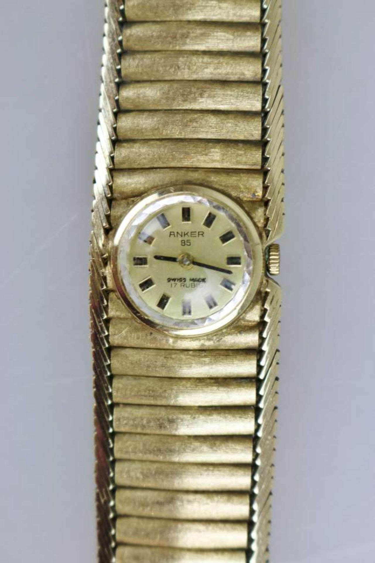 Damenarmbanduhr, Anker, 585er Gelbgold, Gliederarmband mit Kastenverschluss mit zwei - Bild 2 aus 4