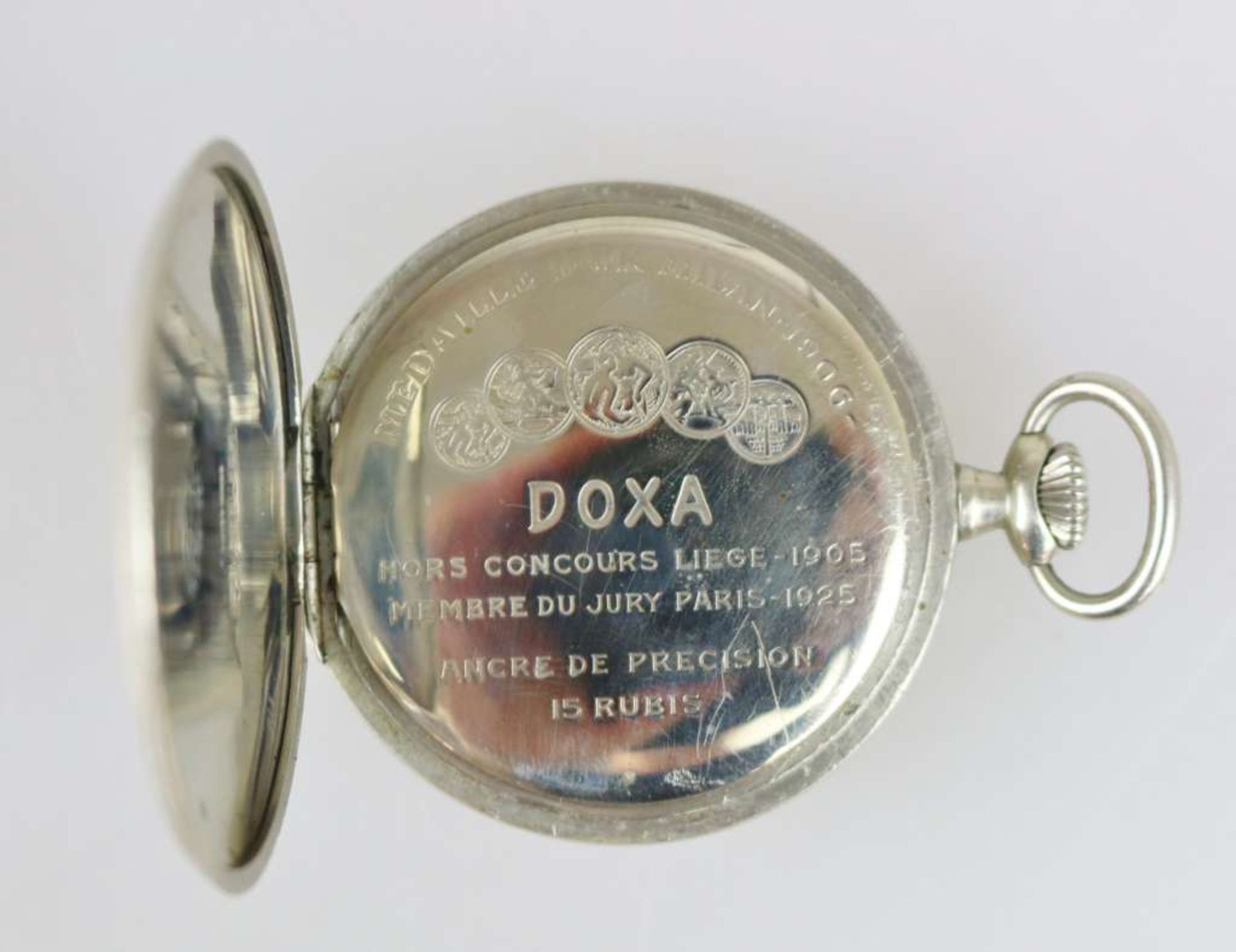 Doxa Taschenuhr, Model der polinischen Eisenbahn, 1. Viertel 20. Jh., Metall-Gehäuse, D. ohne Krone: - Bild 3 aus 5