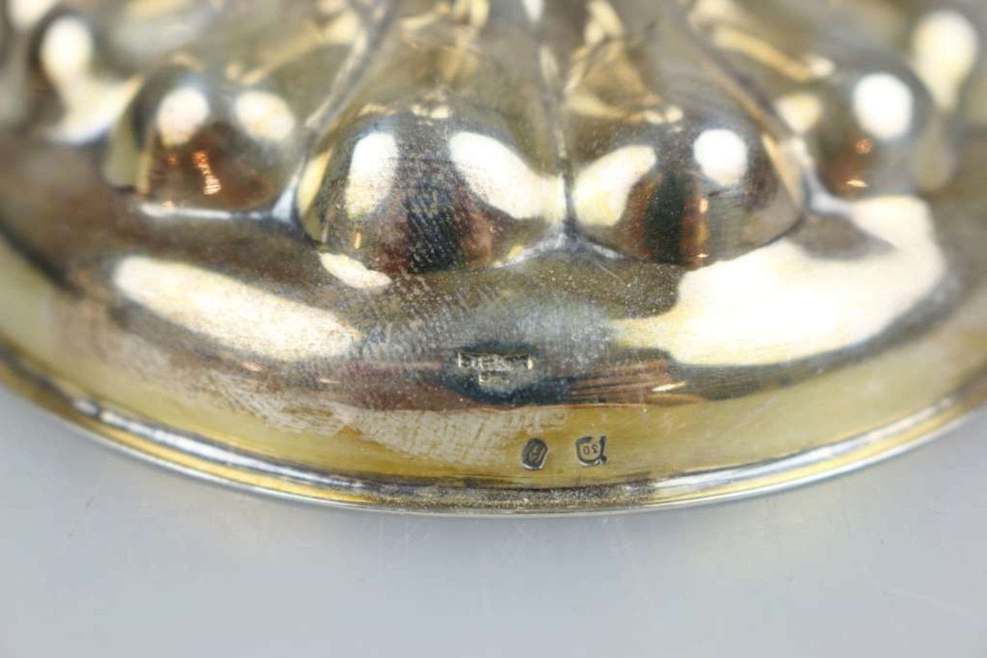 Paar einflammige Leuchter, 925er Sterlingsilber, 20. Jh., ovaler Fuß auf schmalen Schaft mit - Bild 2 aus 2