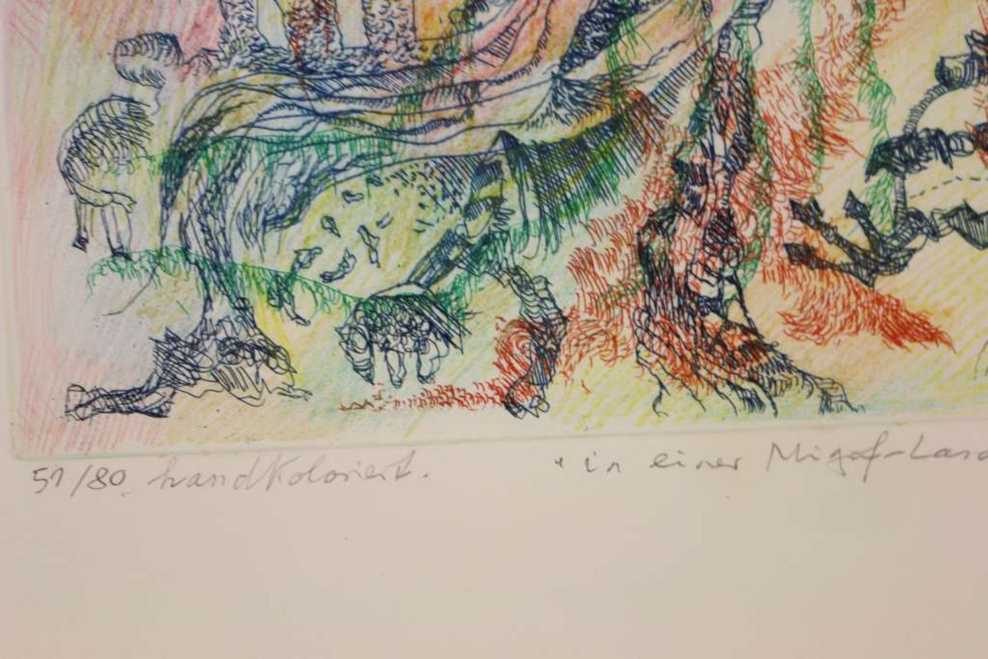 Bernard SCHULTZE (1915-2005), "In einer Migof-Landschaft", 1981, Radierung (hand coloured). Fra - Bild 4 aus 4
