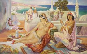 Josef REUSCH (1887-1976), Orientalische Haremsszene, Öl auf Leinwand, u. re. sign. u. dat. 192