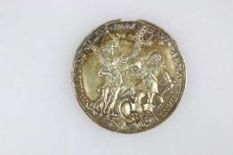 Medaille auf den Westfälischen Frieden, 1648, Alter Guß, nachziseliert, ehemals gehenkelt (He