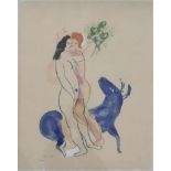 Marc CHAGALL (1887-1985), La bête bleue, Farblithographie, Ed. 7 / 300, Maße ca. 49,5 x 40 cm