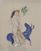 Marc CHAGALL (1887-1985), La bête bleue, Farblithographie, Ed. 7 / 300, Maße ca. 49,5 x 40 cm