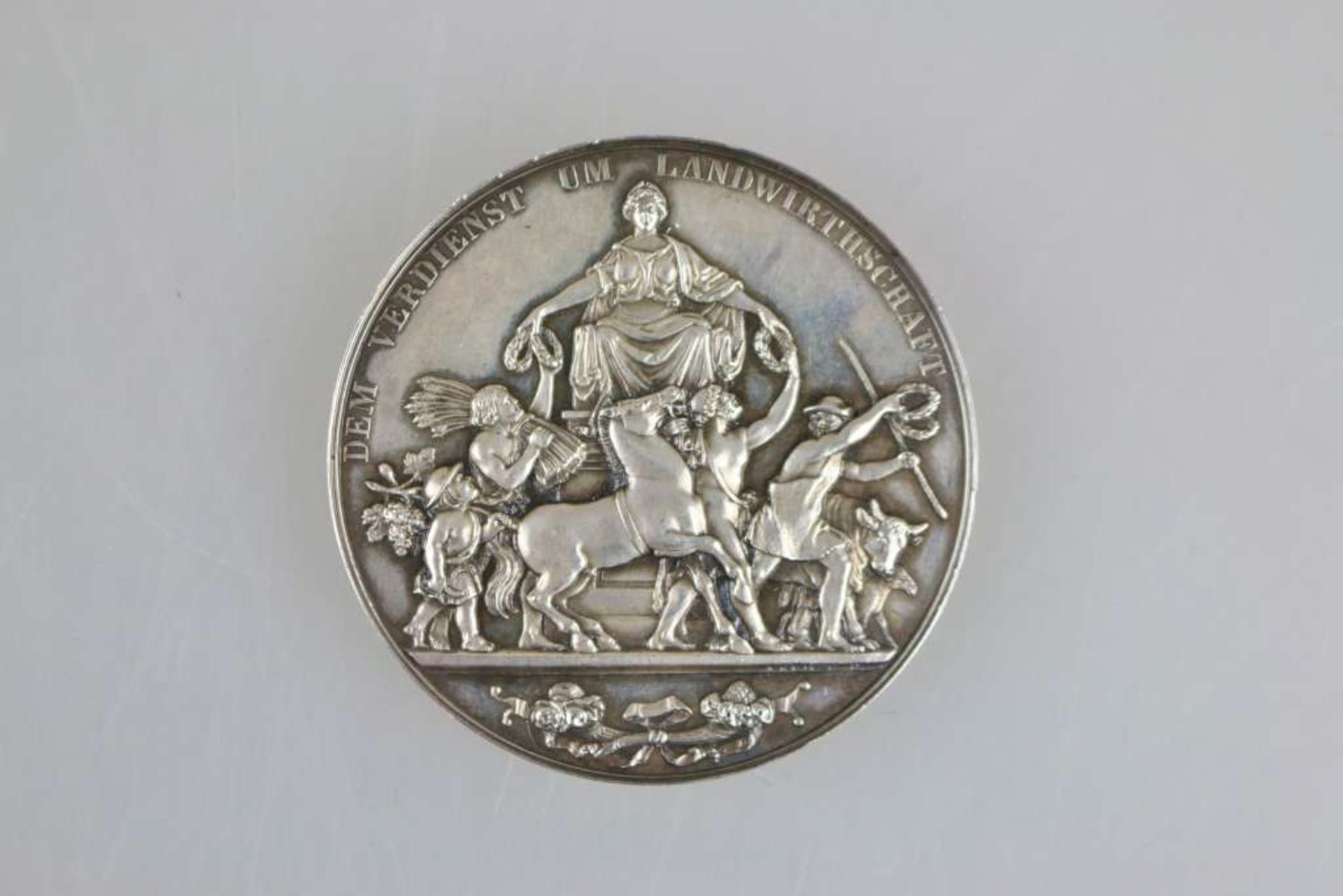Sachsen, König Johann, Silberne Verdienstmedaille für Landwirtschaft 2. Form (nichttragbar), - Bild 3 aus 4