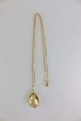 Panzerkette mit tropfenförmigen Goldtopas-Anhänger, 750er Gelbgold, Gewicht: ca. 7,65 g, L.: