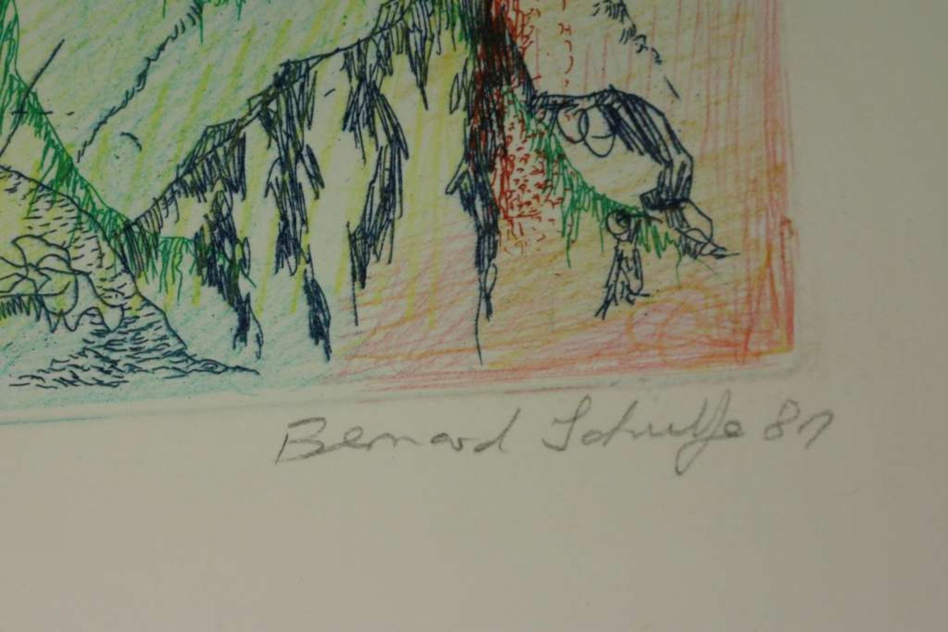 Bernard SCHULTZE (1915-2005), "In einer Migof-Landschaft", 1981, Radierung (hand coloured). Fra - Bild 3 aus 4