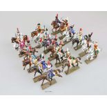 Starlux, 18 militärische Reiterfiguren, Frankreich 2. H. 20. Jh., Kunststoff, polychrom gefass