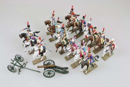Starlux, 17 militärische Reiterfiguren, Frankreich 2. H. 20. Jh., Kunststoff, polychrom gefass