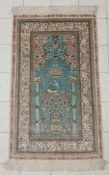 Teppich, Seide, China, elegant und tadellos, Maße: 154 x 93 cm.
