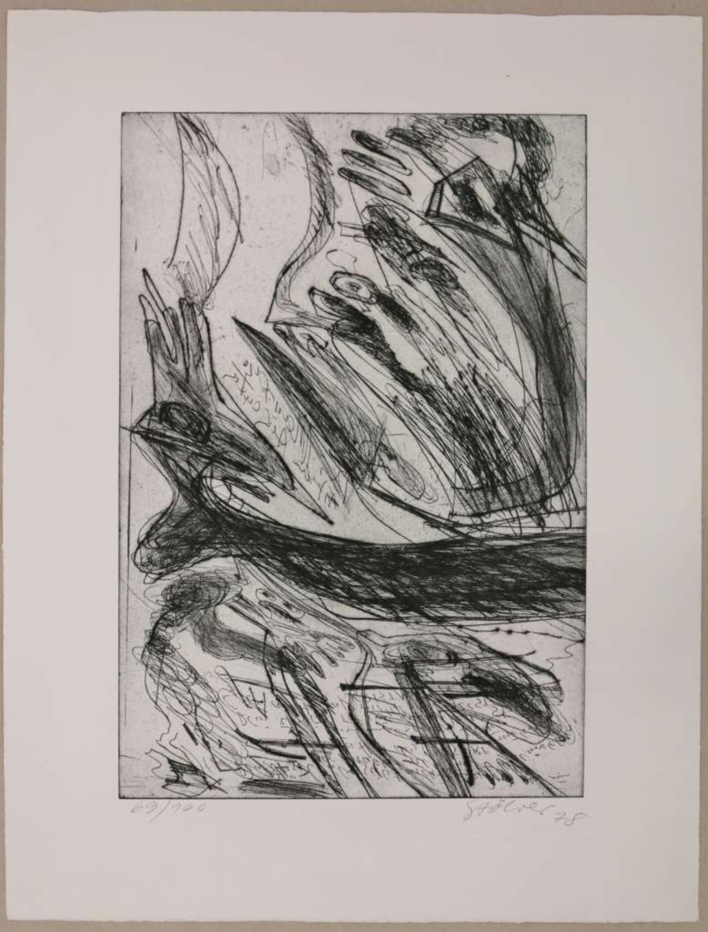 Walter STÖHRER (1937-2000), ohne Titel, 1978, Kaltnadelradierung, Expl. 69/100, Druckmaße: ca