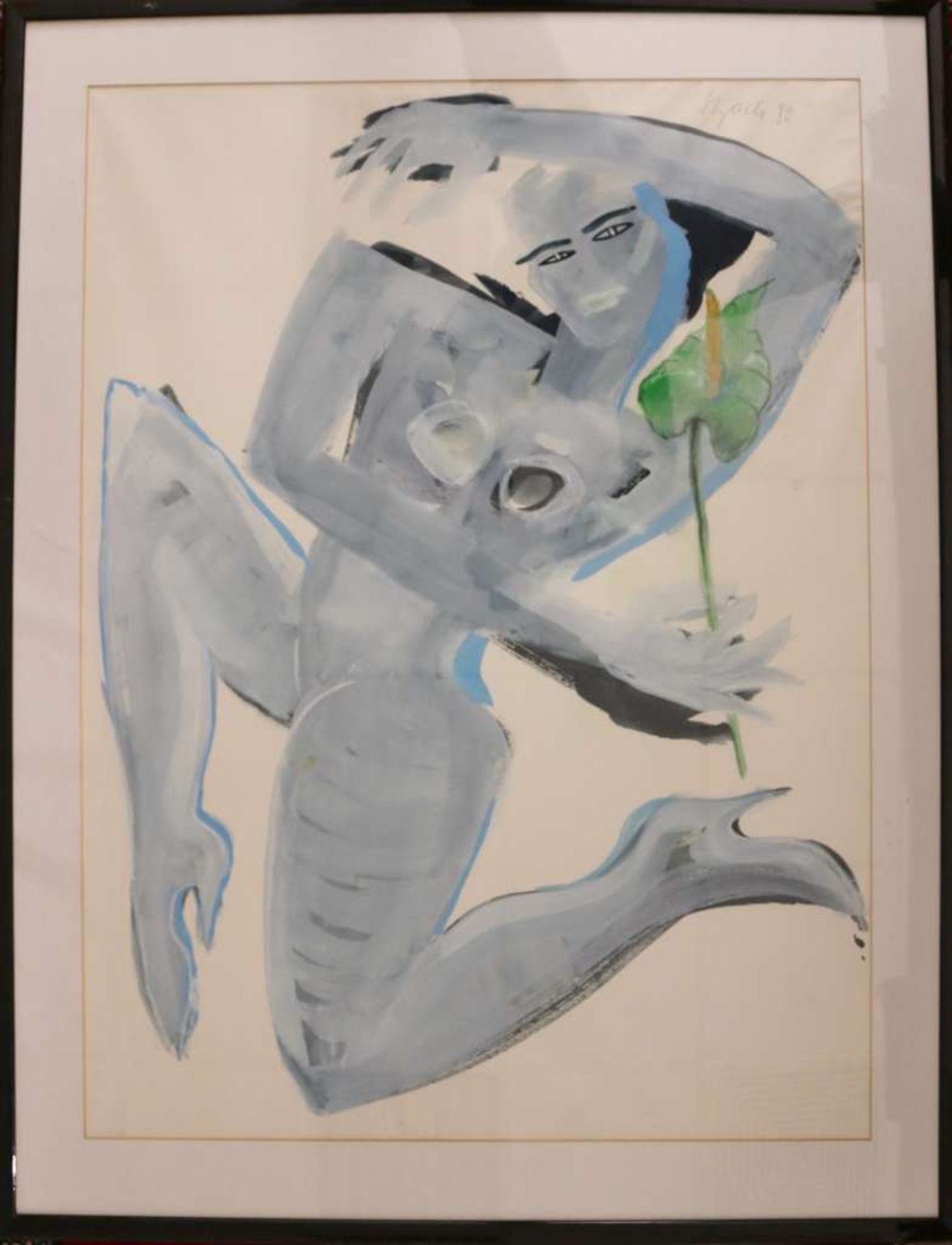 Elvira BACH (1951), Gouache auf Papier, o.re. sign, dat. 89, große Studie eines weibl. Aktes m - Image 2 of 3