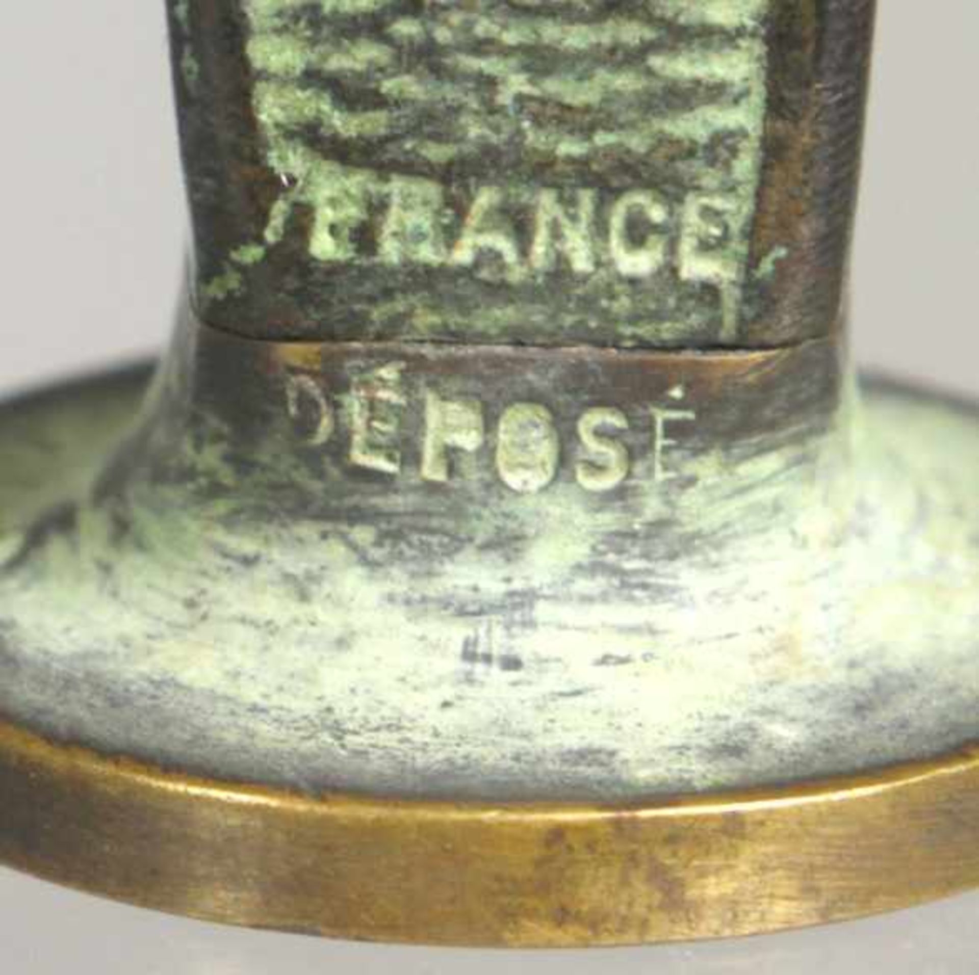 Bronze-Schreibtischset, 2-tlg., Frankreich, A. Marionnet, bestehend aus: Petschaft und - Bild 5 aus 5