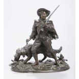 Bronze-Plastik, "Jäger mit Jagdhund", Dubucand, Alfred, französischer Bildhauer 1828 -<b