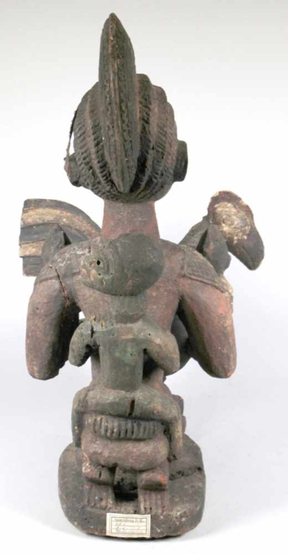 Mutter-Figur bzw. Schalenträgerin, Yoruba, Nigeria, auf Flachplinthe kniende, weibliche< - Bild 3 aus 5