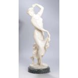Alabaster-Plastik, "Tänzerin", Valentin, Max, Bildhauer 1875 - 1931, vollplastische,<