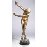 Bronze-Plastik, "Tänzerin mit Zimbeln", Dupuy, Laurence, französischer Bildhauer des<b