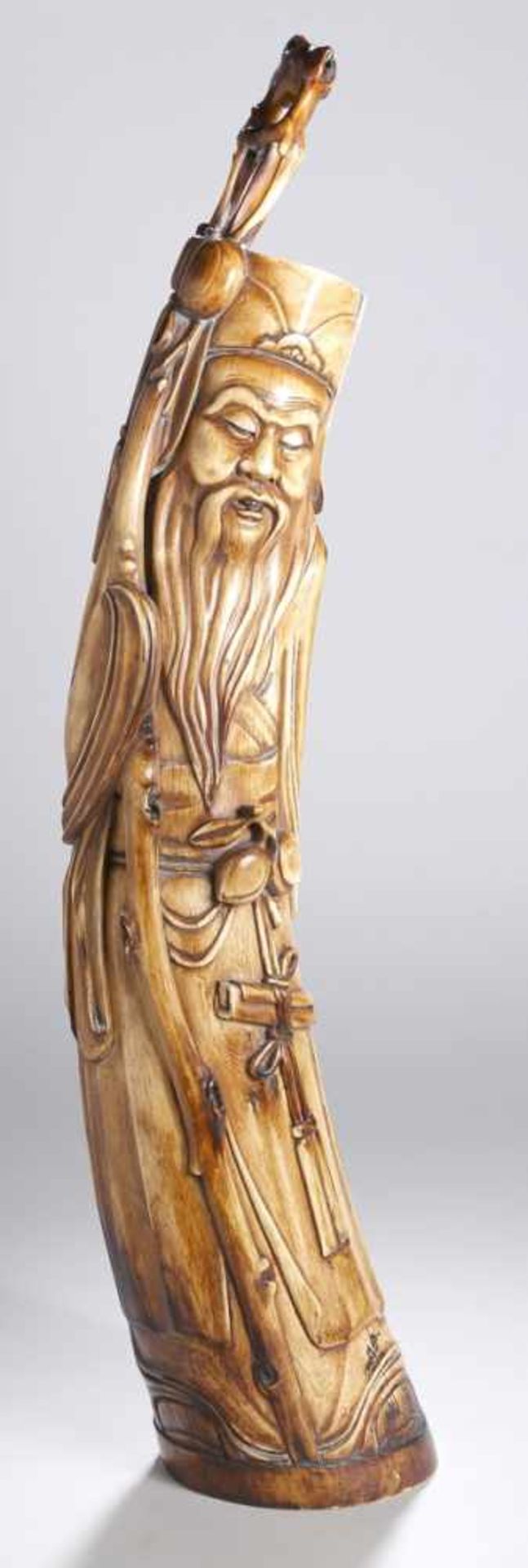 Elfenbein-Figur, "Gott des Glücks und der Weisheit", China, 19. Jh., auf leicht<