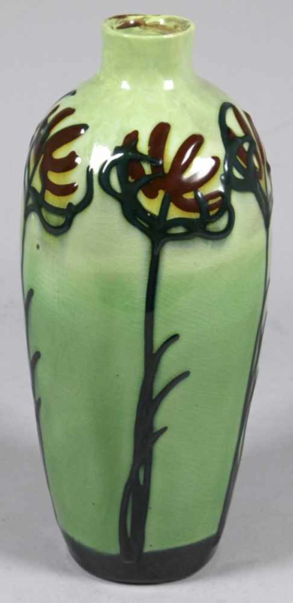 Keramik-Ziervase, "Tulpen", Max Laeuger, Kandern, um 1897, Mod.nr.: 104, runder Stand, - Bild 2 aus 4