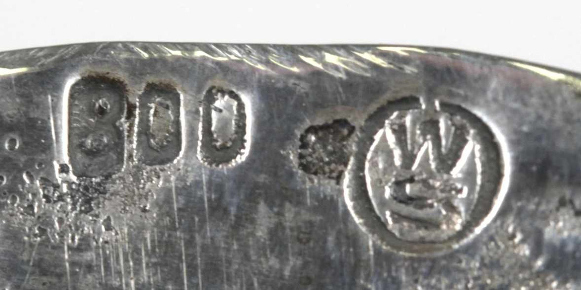 Anbieteschale, Mitte 20. Jh., Silber 800, ovale Form, Fahne durchbrochen gearbeitet, - Bild 2 aus 2