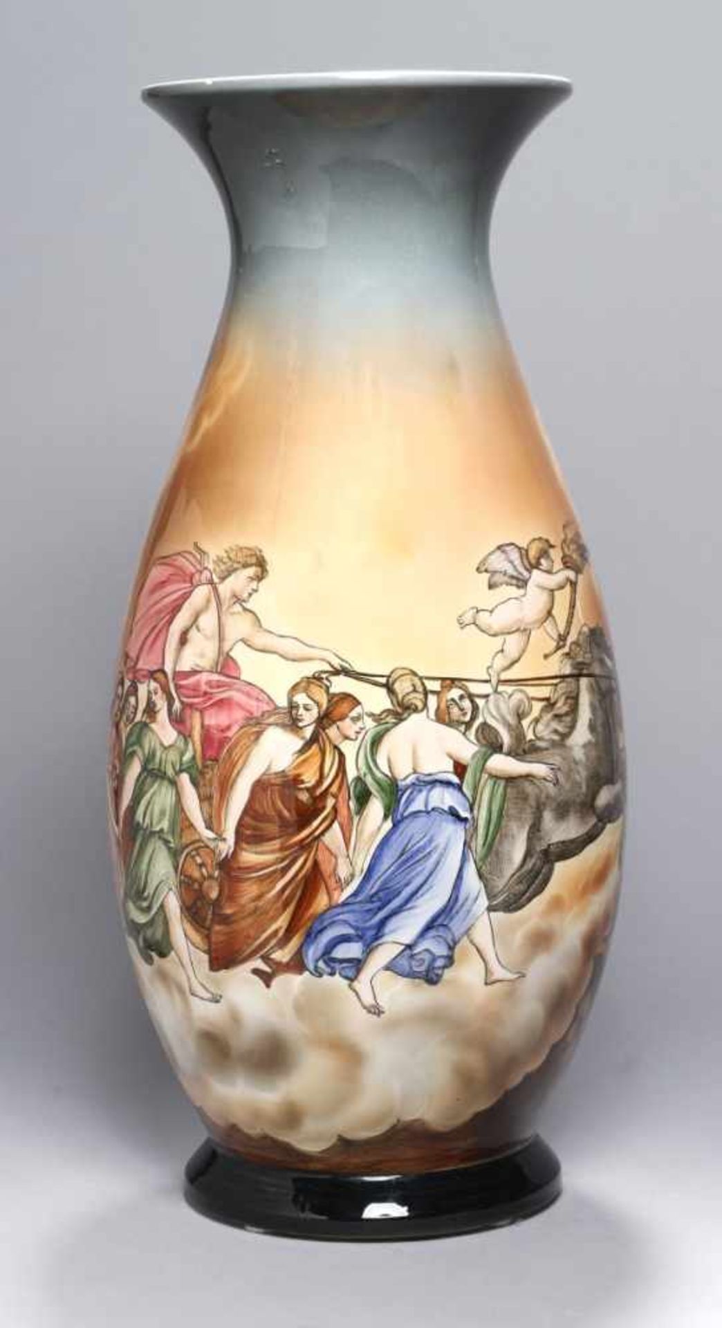 Steingut-Ziervase, wohl dt., 1942, Mod.nr.: 351, hoher Korpus, sandfarbener Scherben,