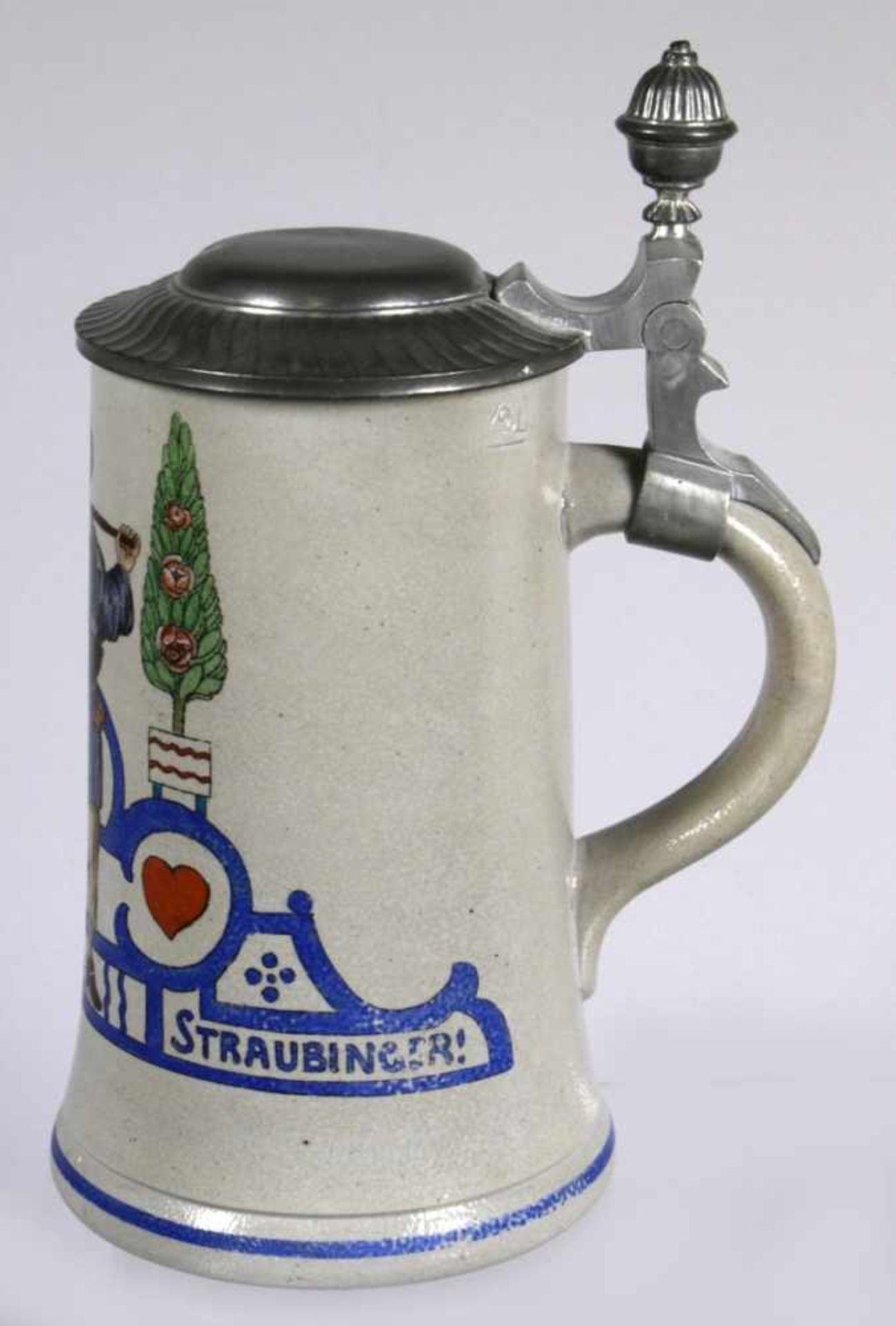Steinzeug-Bierkrug, Merkelbach & Wick, Grenzhausen, um 1910, über leicht abgesetztem< - Bild 2 aus 3
