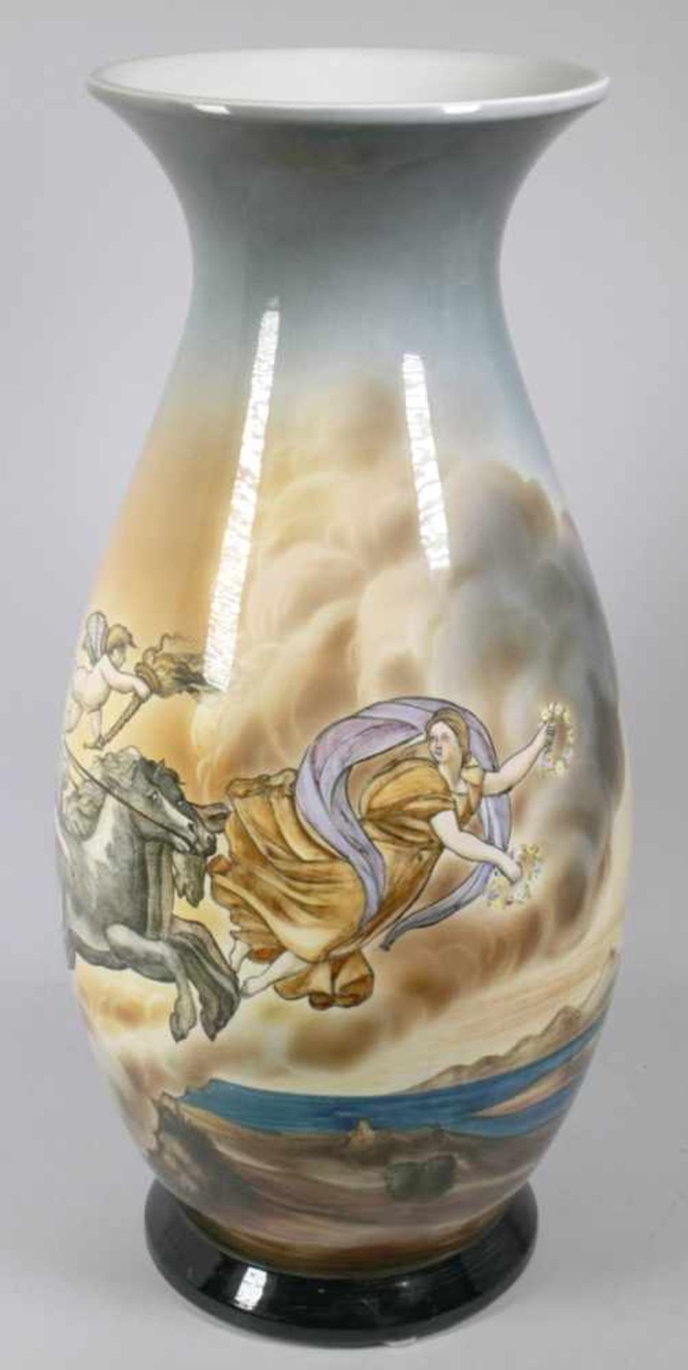 Steingut-Ziervase, wohl dt., 1942, Mod.nr.: 351, hoher Korpus, sandfarbener Scherben, - Bild 2 aus 4