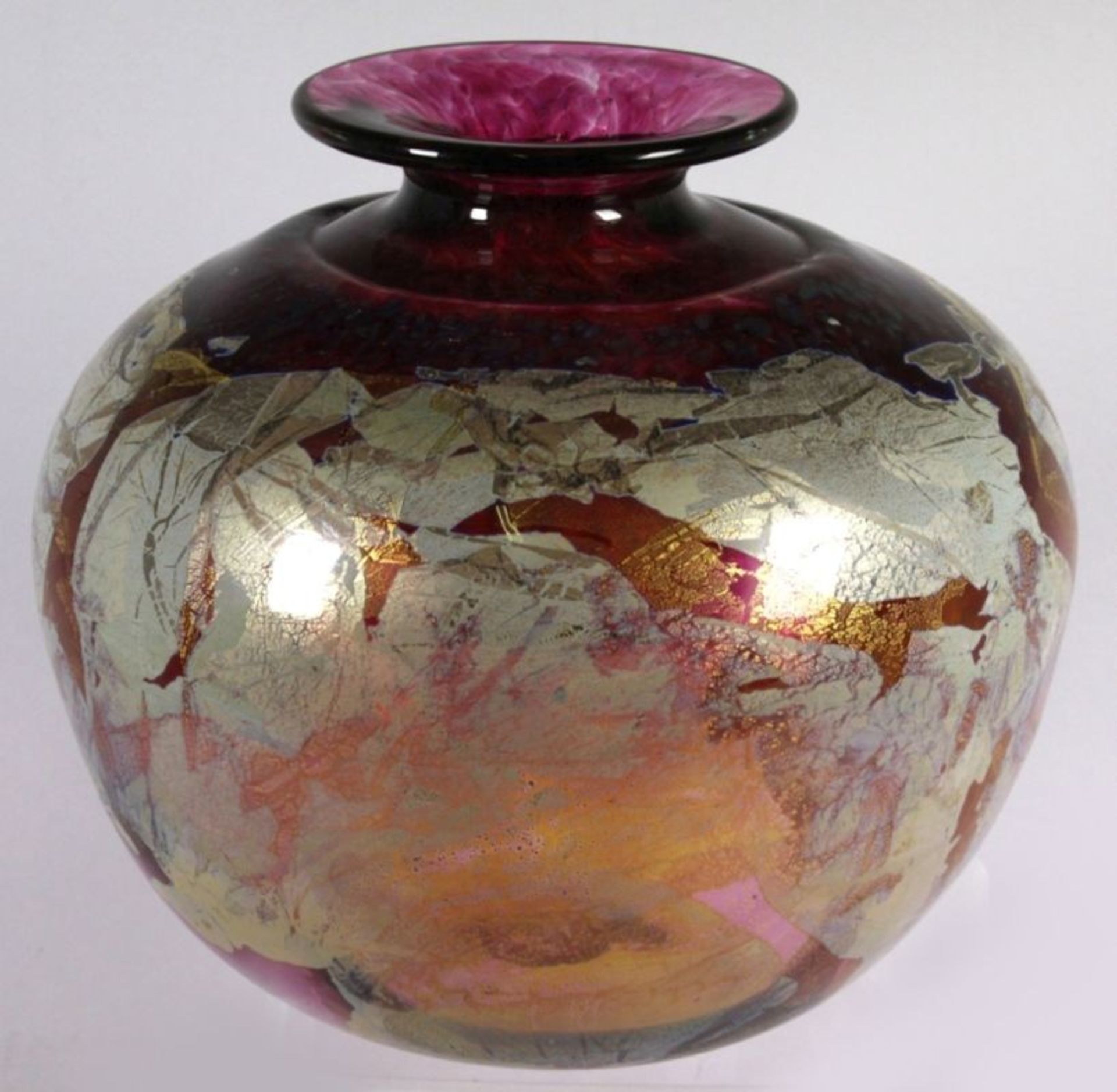Glas-Ziervase, "Azurene pink", Isle of Wight Glass, England, 70/80er Jahre, Entw.: StudioIsle of - Bild 2 aus 5