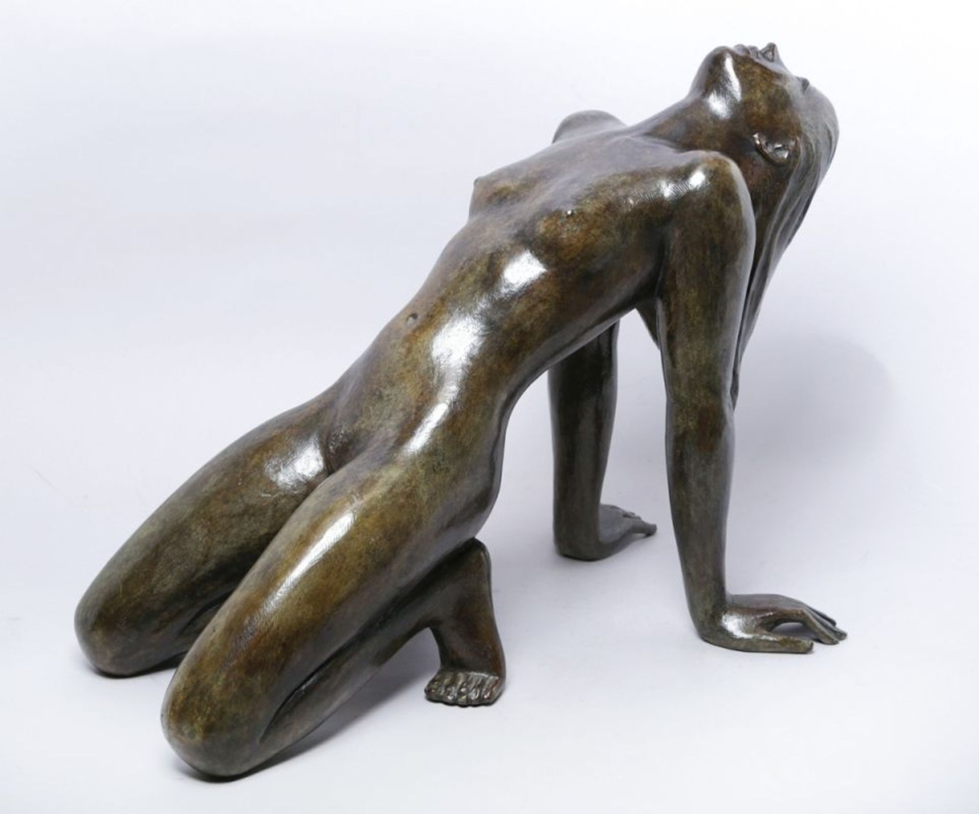 Bronze-Plastik, "Kniender, weiblicher Akt", Coquillay, Jacques, geb. 1935 in Val de Loire,