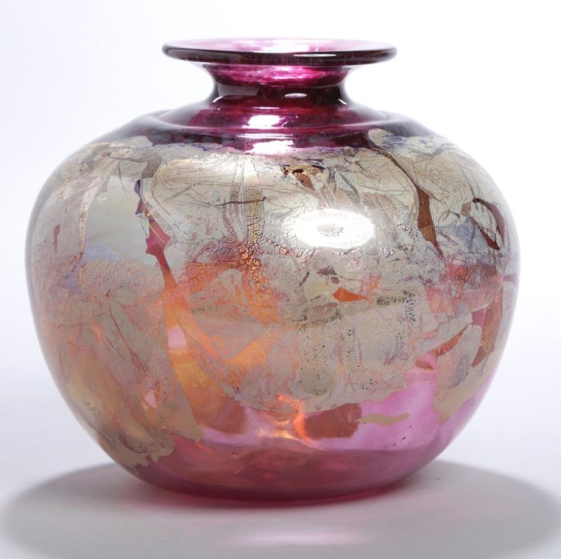Glas-Ziervase, "Azurene pink", Isle of Wight Glass, England, 70/80er Jahre, Entw.: StudioIsle of