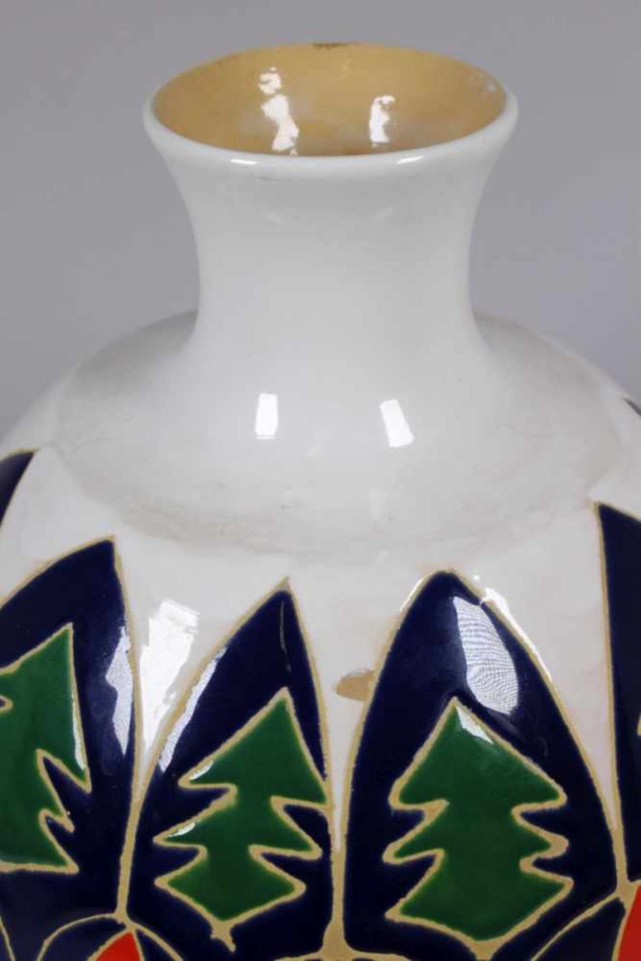 Keramik-Ziervase, Italien, 70er Jahre, runder Stand, bauchiger Korpus, abgesetzter,eingezogener Hals - Bild 3 aus 5