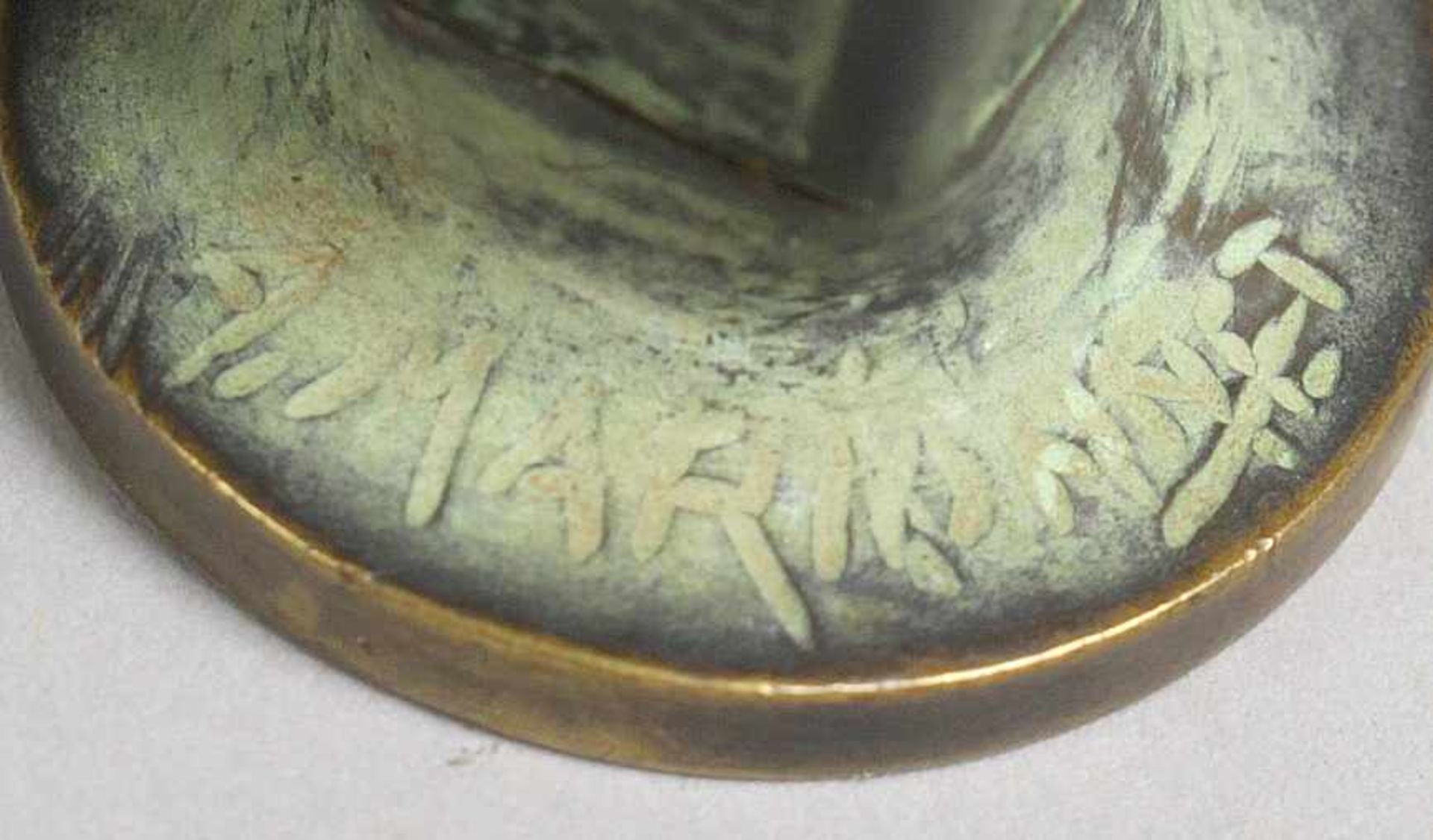 Bronze-Schreibtischset, 2-tlg., Frankreich, A. Marionnet, bestehend aus: Petschaft undBrieföffner, - Bild 4 aus 5