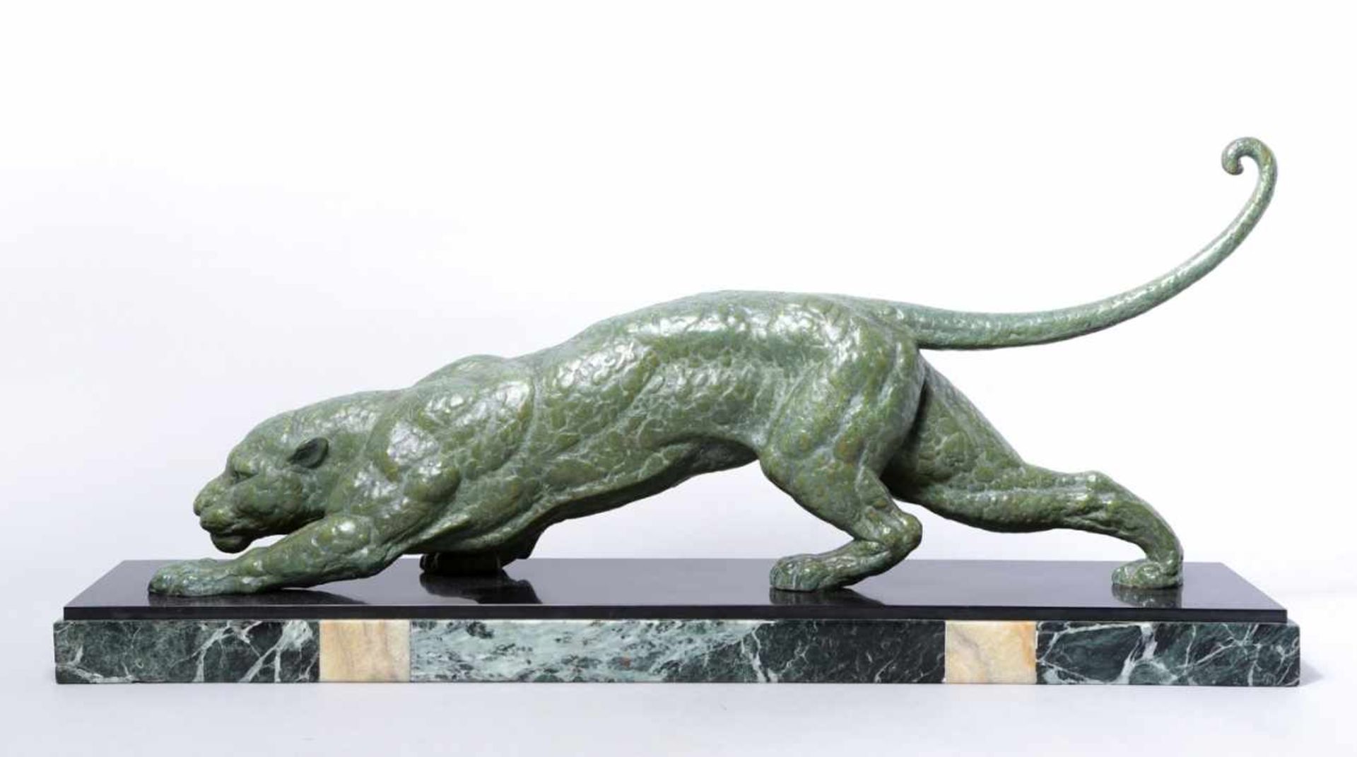 Weißbronze-Tierplastik, "Schleichender Panther", Chiparus, Demetre H., Doroboi 1886 - 1947Paris,