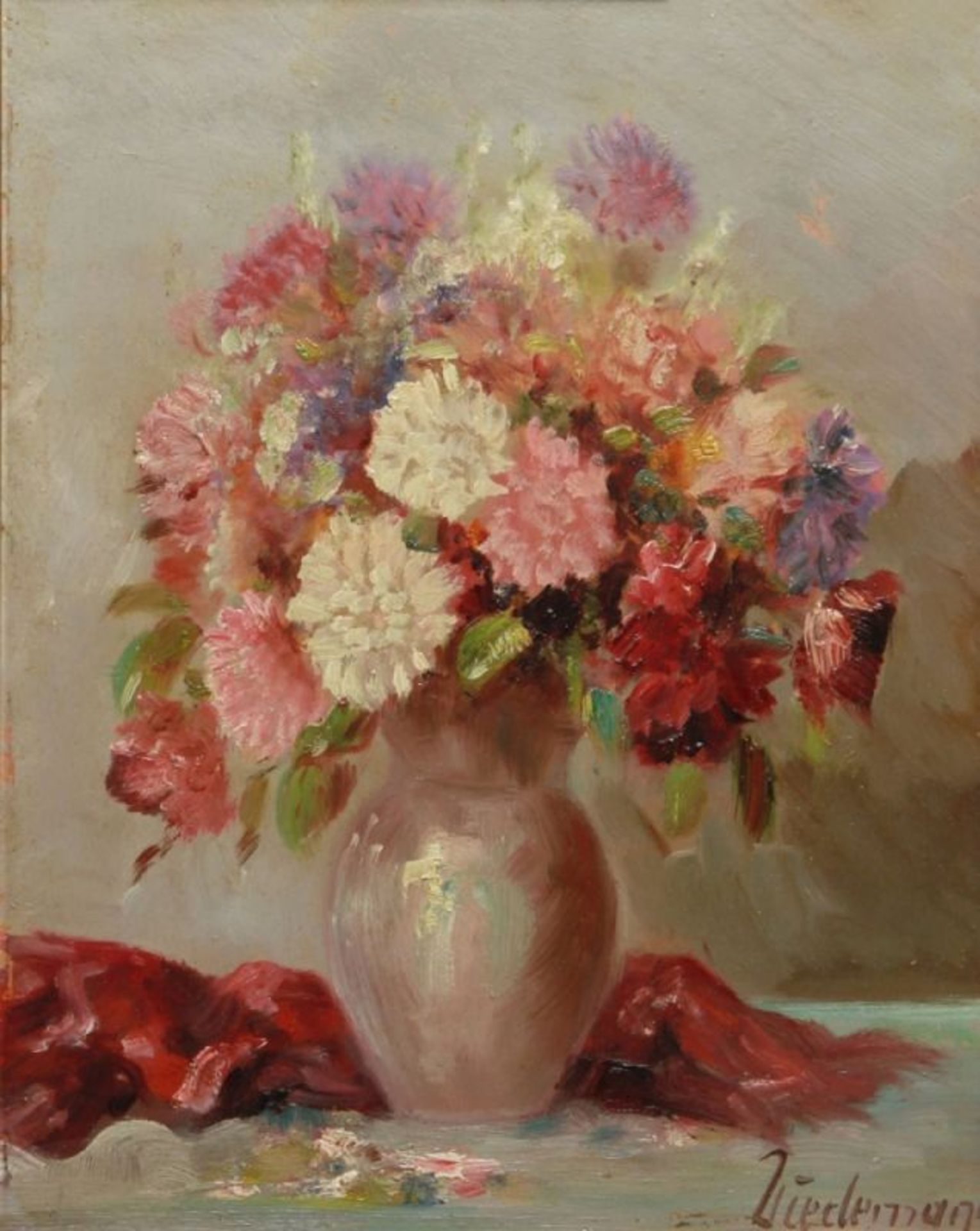 Wiedemann, Ludwig, dt. Maler 1934 - 2007. "Blumenstrauß in Vase", sign., Öl/Hartfaser, 30x 24 cm