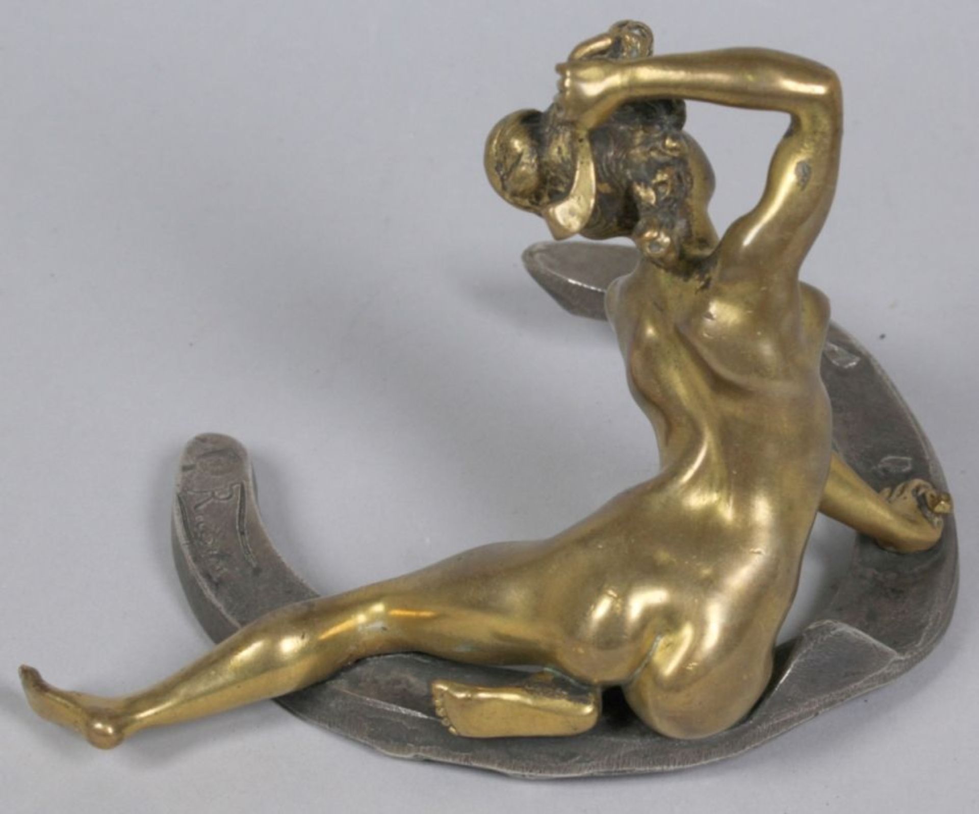 Bronze Plastik, "Weiblicher Akt auf Hufeisen", Recipon, Georges, Paris 1860 - 1920 SaintCloud, - Bild 2 aus 4